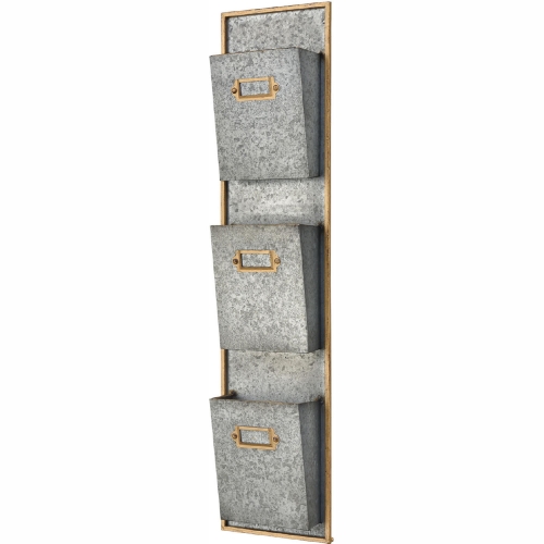 Whitepark Bay Wall Organizer in Pewter & Gold Iron