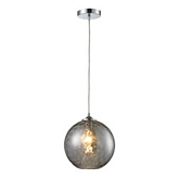 Watersphere 1 Light Pendant Light in Polished Chrome w/ Smoke Glass