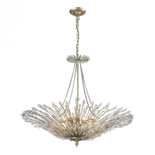 Viva 8 Light Pendant Light in Aged Silver w/ Crystals