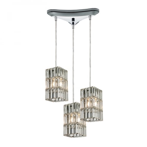 Cynthia 3 Light Chandelier in Polished Chrome w/ Polished Crystals