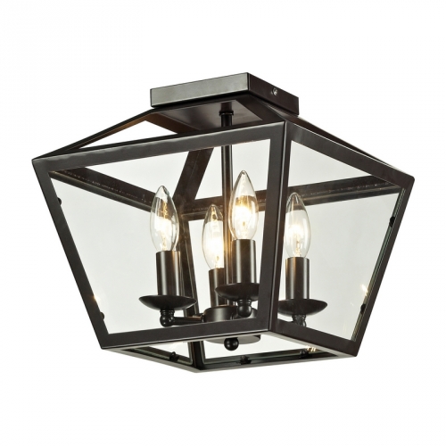 Alanna 2 Light Flush Mount Light in Oil Rubbed Bronze w/ Large Clear Glass Panes