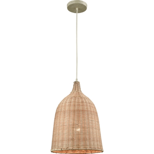 Pleasant Fields 1 Light Ceiling Pendant w/ Beige Hardware & Natural Wicker Shade