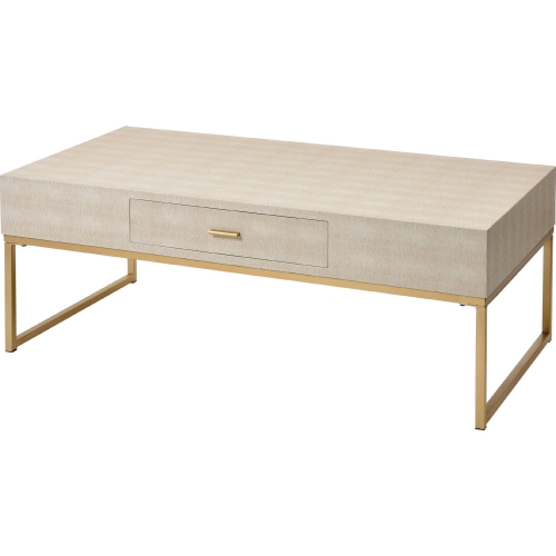 Les Revoires Coffee Table in Cream Faux Shagreen & Gold