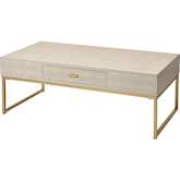 Les Revoires Coffee Table in Cream Faux Shagreen & Gold