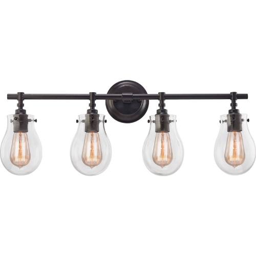 Jaelyn 4 Light Bathroom Vanity Light in Oil Rubbed Bronze & Clear Glass