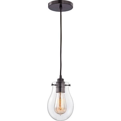 Jaelyn 1 Light Ceiling Pendant Light in Oil Rubbed Bronze & Clear Glass Shade