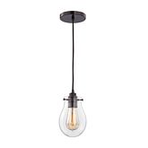 Jaelyn 1 Light Ceiling Pendant Light in Oil Rubbed Bronze & Clear Glass Shade