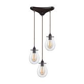 Jaelyn 3 Light Ceiling Pendant Light in Oil Rubbed Bronze & Clear Glass Shades