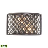 Genevieve 2 Light LED Wall Sconce in Oil Rubbed Bronze & Crosshatch Mesh w/ Clear Crystals