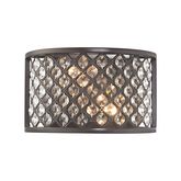 Genevieve 2 Light Wall Sconce in Oil Rubbed Bronze & Crosshatch Mesh w/ Clear Crystals