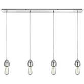 Socketholder 46"W 4 Light Ceiling Pendant Light in Polished Chrome & Glass