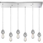 Socketholder 32"W 6 Light Ceiling Pendant Light in Polished Chrome & Glass