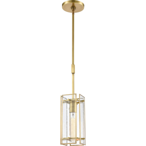 Hyde Park 5"W 1 Light Ceiling Pendant Light in Satin Brass & Seeded Glass