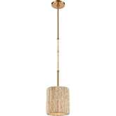 Abaca 8" Wide 1 Light Mini Ceiling Pendant Light in Satin Brass