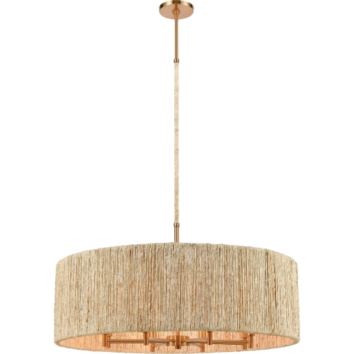 Abaca 33" Wide 8 Light Chandelier in Satin Brass