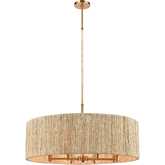 Abaca 33" Wide 8 Light Chandelier in Satin Brass