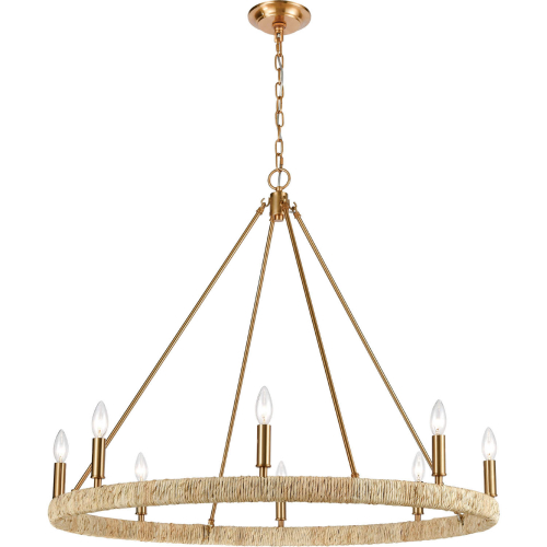 Abaca 36" Wide 8 Light Chandelier in Satin Brass