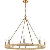 Abaca 36" Wide 8 Light Chandelier in Satin Brass