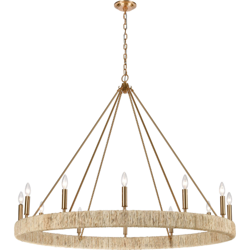 Abaca 48" Wide 12 Light Chandelier in Satin Brass