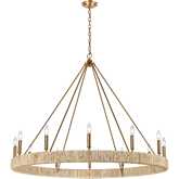 Abaca 48" Wide 12 Light Chandelier in Satin Brass