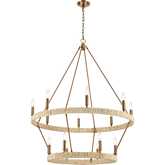 Abaca 36" Wide 14 Light Chandelier in Satin Brass