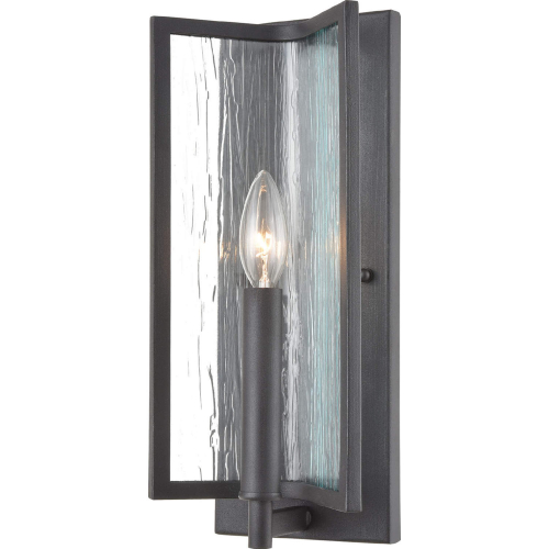 Inversion 14"H 1 Light Wall Sconce in Charcoal Metal & Textured Glass