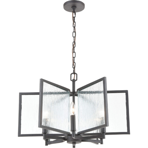 Inversion 25"W 6 Light Chandelier in Charcoal Metal & Textured Glass