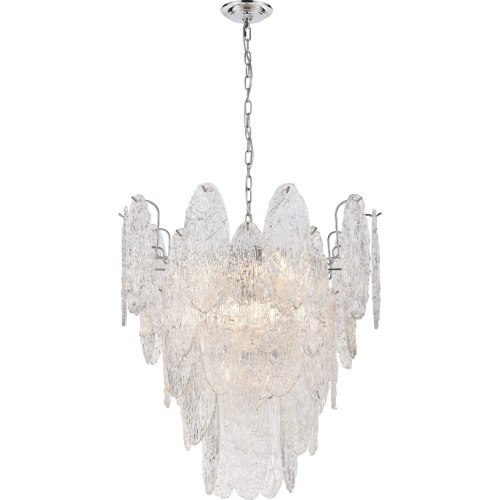 Frozen Cascade 26"W 9 Light Chandelier in Polished Chrome & Textured Glass