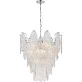 Frozen Cascade 26"W 9 Light Chandelier in Polished Chrome & Textured Glass