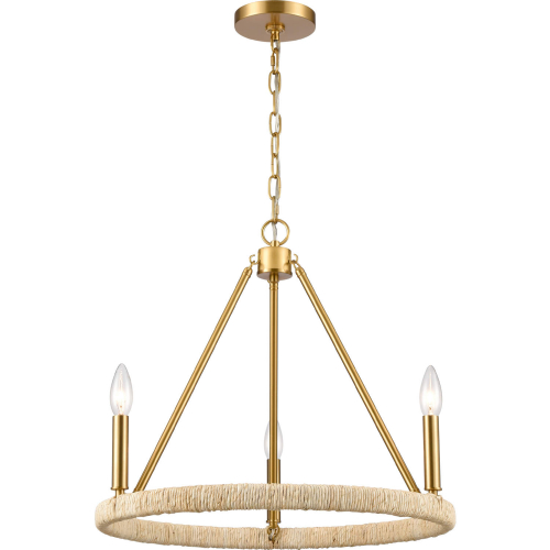 Abaca 20" Wide 3 Light Chandelier in Brushed Gold