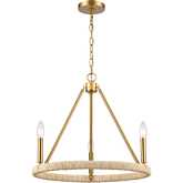 Abaca 20" Wide 3 Light Chandelier in Brushed Gold