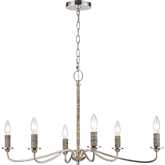 Abaca 32" Wide 6 Light Chandelier in Polished Nickel