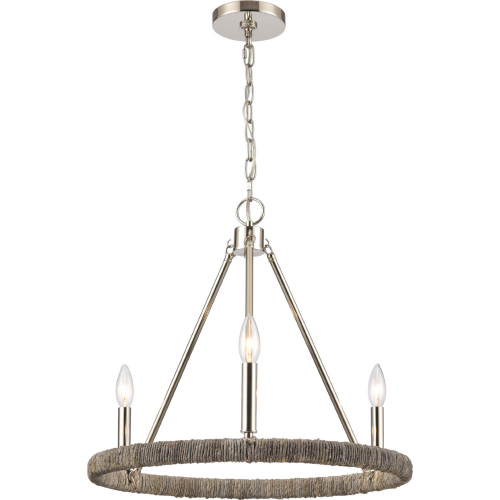 Abaca 20" Wide 3 Light Chandelier in Polished Nickel