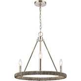 Abaca 20" Wide 3 Light Chandelier in Polished Nickel