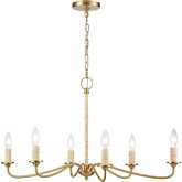 Abaca 32" Wide 6 Light Chandelier in Brushed Gold