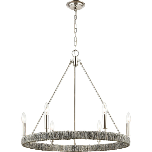 Abaca 27" Wide 6 Light Chandelier in Polished Nickel