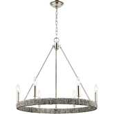 Abaca 27" Wide 6 Light Chandelier in Polished Nickel