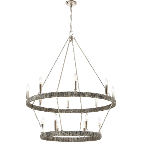 Abaca 36" Wide 14 Light Chandelier in Polished Nickel