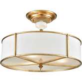 Ceramique 16"W 3 Light Semi Flush Mount in Antique Gold Leaf