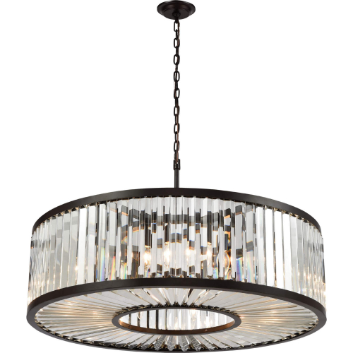 Palacial 35"W 11 Light Chandelier in Oil Rubbed Bronze & Crystal