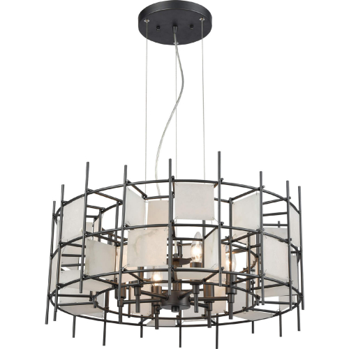 Spanish Alabaster 24"W 6 Light Chandelier in Dark Graphite