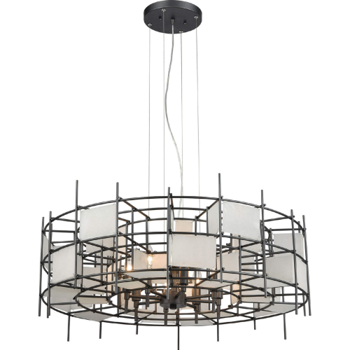 Spanish Alabaster 32"W 8 Light Chandelier in Dark Graphite