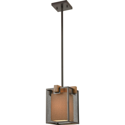 Crossbeam 9"W 1 Light Ceiling Pendant Light in Oil Rubbed Bronze & Wood Finish