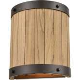 Wooden Barrel 10"H 2 Light Wall Sconce in Oil Rubbed Bronze