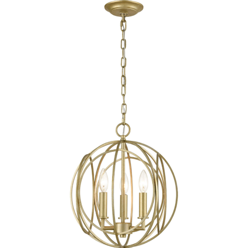 Loughton 14"W 3 Light Chandelier in Golden Silver Metal