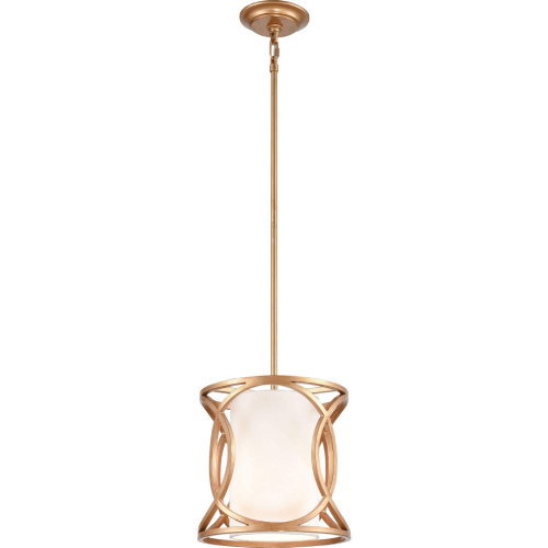 Ringlets 10"W 1 Light Ceiling Pendant Light in Matte Gold & Frosted Glass