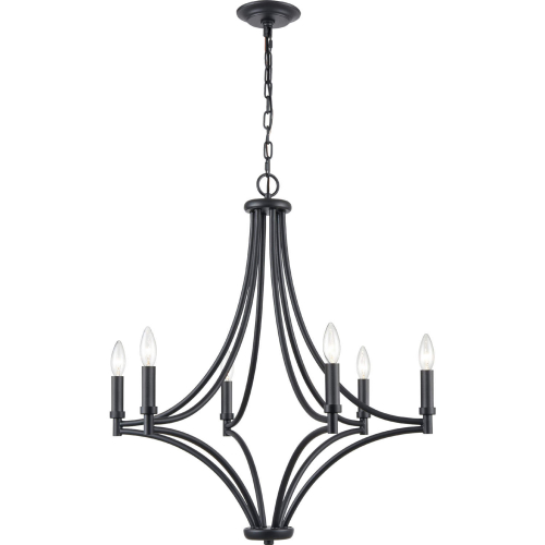 Spanish Villa 26"W 6 Light Chandelier in Charcoal Steel