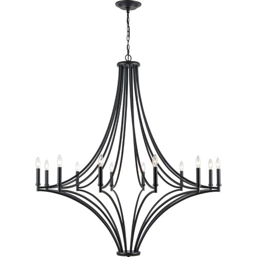 Spanish Villa 48"W 12 Light Chandelier in Charcoal Steel