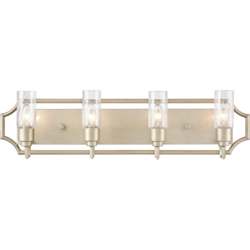 Cheswick 33"W 4 Light Vanity Light in Aged Silver & Clear Crackle Glass