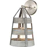 Brigantine 15"W 2 Light Semi Flush Mount in Satin Nickel & Weathered Driftwood Metal